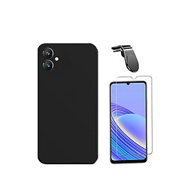 Jeu de films en verre trempé de la couverture 5D + Cas de silicone liquide + SuppOrt Magnétique L Voiture de conduite sécuritaire Phonecare pour Samsung Galaxy A05 - le noir