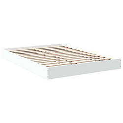 Vidaxl Cadre de lit blanc 135x190 cm bois d'ingénierie