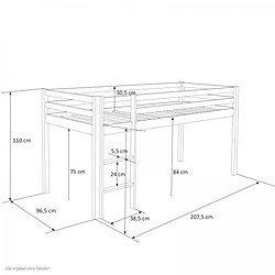 Avis Homestyle4U Lit mi-hauteur avec rideaux et tunnel rose pale