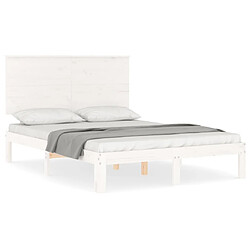 Maison Chic Cadre/structure de lit avec tête de lit pour adulte - Lit Moderne Chambre blanc 140x200 cm bois massif -MN97299