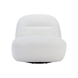 Vente-Unique Fauteuil pivotant en tissu bouclette blanc POZETI