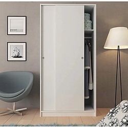 Pegane Armoire placard / meuble de rangement coloris blanc - Hauteur 180 x Longueur 90 x Profondeur 50 cm