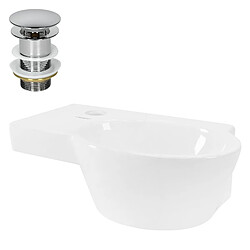 ML-Design Lavabo ovale en céramique blanc avec garniture vidage chrome 375x190x140 mm