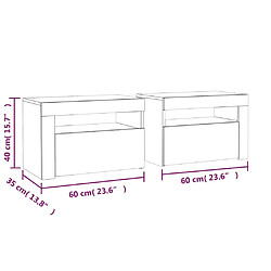 vidaXL Tables de chevet 2 pcs avec LED chêne fumé 60x35x40 cm pas cher