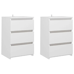 Maison Chic Lot de 2 Tables de chevet - Tables de Nuit Blanc 40x35x62,5 cm Aggloméré