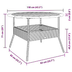 vidaXL Table de jardin et dessus en bois d'acacia beige résine tressée pas cher