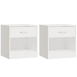 vidaXL Tables de chevet 2 pcs avec tiroir Blanc brillant