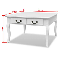 vidaXL Table basse avec 4 tiroirs Blanc pas cher