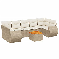 vidaXL Salon de jardin avec coussins 8 pcs beige résine tressée