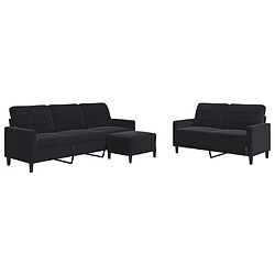 vidaXL Ensemble de canapés 3 pcs avec coussins Noir Velours