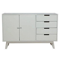 Avis Pegane Buffet Meuble de rangement en bois de paulownia et MDF coloris blanc - Longueur 100 x Hauteur 65.5 x Profondeur 35 cm