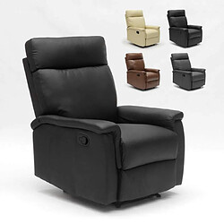 Produceshop Fauteuil relax inclinable avec repose-pieds en similcuir design Aurora, Couleur: Noir