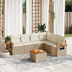 vidaXL Salon de jardin avec coussins 7 pcs beige résine tressée 