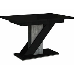 palozi home Table repas extensible MEVA - 120/160 X 80 X 75 cm - Noir brillant/Béton