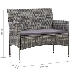 vidaXL Banc de jardin 105 cm Résine tressée Gris pas cher