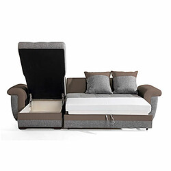 Acheter Mes Canapé d?angle reversible et convertible en tissu gris et PU marron