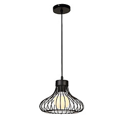 Stoex Lustre Suspension Industrielle Rétro, Plafonnier en Fer Métal Cage Abat-Jour Luminaire 23cm Noir