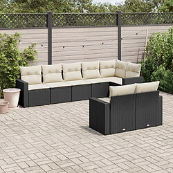 vidaXL Salon de jardin 8 pcs avec coussins noir résine tressée 