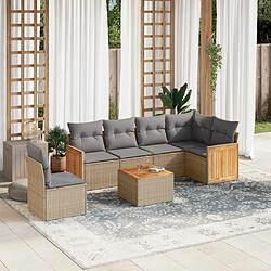 Maison Chic Salon de jardin avec coussins 7 pcs | Ensemble de Table et chaises | Mobilier d'Extérieur beige résine tressée -GKD36247