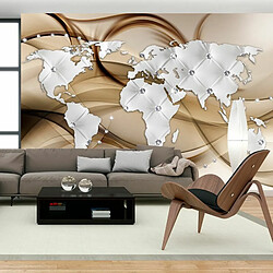 Paris Prix Papier Peint World Map White & Diamonds 70 x 100 cm 