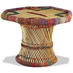 Avis vidaXL Table basse Bambou avec Détails Chindi Multicolore