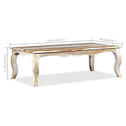 vidaXL Table basse Bois massif 110x60x35 cm pas cher