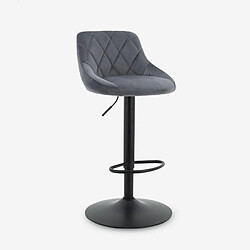 Superstool Tabouret de bar de cuisine pivotant réglable repose-pieds velours matelassé Nox 