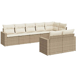 Maison Chic Salon de jardin avec coussins 8 pcs | Ensemble de Table et chaises | Mobilier d'Extérieur beige résine tressée -GKD38074