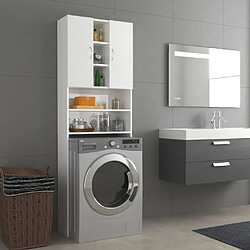 Maison Chic Meuble rangement de salle de bain | Meuble pour machine à laver | Armoire murale de bain Blanc brillant 64x25,5x190 cm -GKD22101