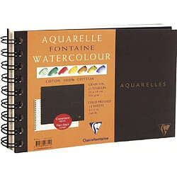 Clairefontaine 96312C Album de papier aquarelle Grain Fin 12 Feuilles Blanc