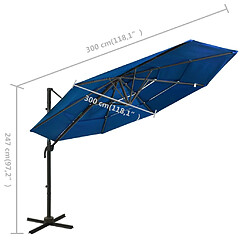 vidaXL Parasol de jardin à 4 niveaux avec mât en aluminium bleu azuré pas cher