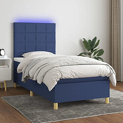 Sommier à lattes,Cadre à lattes de lit et matelas et LED pour Adulte Bleu 90x190 cm Tissu -MN83439