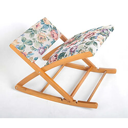 Decoshop26 Tabouret / repose-pieds jambes balançoire réglable en bois massif tissu avec motif floral TABO05009