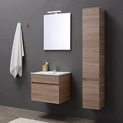 Kiamami Valentina MEUBLE DE SALLE DE BAINS DE 60 CM AVEC TIROIR, MIROIR ET LAVABO EN CHÊNE | SÉRIE SOLE 