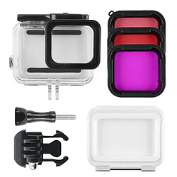 Wewoo Boitier étanche Boîtier de protection à l'eau de 45m + Coque arrière à écran tactile pour GoPro NOUVELLE HERO / HERO6 / 5, avec monture de base & filtres à vis & violet, rouge, rose, pas besoin de retirer la lentille Transparent