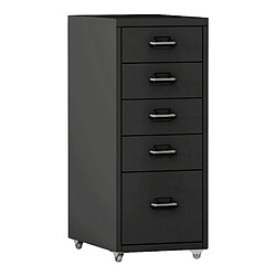 Helloshop26 Caisson de bureau meuble de rangement pour documents dossiers fournitures de bureau à roulettes avec 5 tiroirs 69 x 28 x 41 cm noir 03_0006330