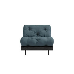 Avis Inside 75 Fauteuil convertible futon ROOTS pin laqué noir matelas 90 x 200 cm coloris bleu pétrole