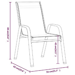 Maison Chic Lot de 2 Chaises empilables de jardin - Fauteuil d'extérieur Gris Tissu textilène -MN28597 pas cher