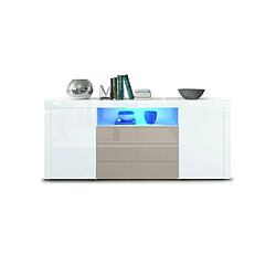 Acheter Mpc Buffet Laqué Blanc Et Gris Sable Avec Éclairage LED 167x 72 X 35 Cm