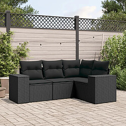 Maison Chic Salon de jardin 4 pcs avec coussins | Ensemble de Table et chaises | Mobilier d'Extérieur noir résine tressée -GKD59071