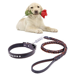 Wewoo Ceinture de traction en cuir noir de vache Collier de chien télescopique, adapté aux chiens moyens et grands, L, longueur de la corde: 130cm Taille du col: 43-55cm