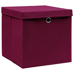 Maison Chic Lot de 4 Boîtes de rangement,Boîtes de stockage Rouge foncé 32x32x32 cm Tissu -MN139847