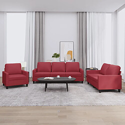 vidaXL Ensemble de canapés 3 pcs et coussins Rouge bordeaux Similicuir