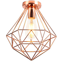 Stoex Plafonnier Antique en Diamant 26CM Luminaire Plafonnier Moderne Lampe de Plafond Vintage E27 Pour Loft, Bureau, Intérieur Or Rose