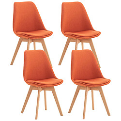 Decoshop26 Lot de 4 chaises de salle à manger cuisine bureau style scandinave en tissu orange pieds en bois 10_0000366 