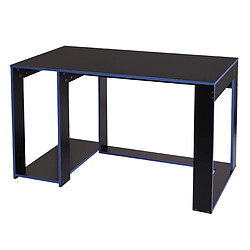 Decoshop26 Bureau table de bureau pour ordinateur 120x60x76cm en MDF noir et bleu 04_0001451 