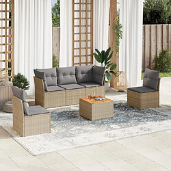 vidaXL Salon de jardin avec coussins 6 pcs beige résine tressée