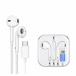 1.2M Type-C Plug Headset Semi-Intra-Auriculaire À Trois Boutons Intelligent Wired Control Mobile Blanc 