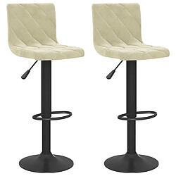 vidaXL Tabourets de bar lot de 2 crème velours