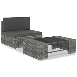 vidaXL Salon de jardin 2 pcs Résine tressée Gris 